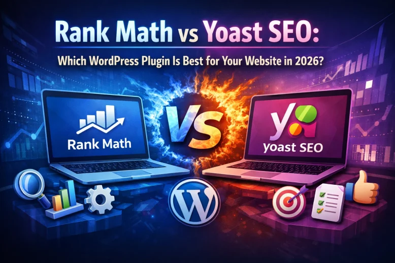 Rank Math vs Yoast SEO — which is better for your WordPress site? Nitesh Baidya compares both plugins for SEO, AEO & GEO in 2026.